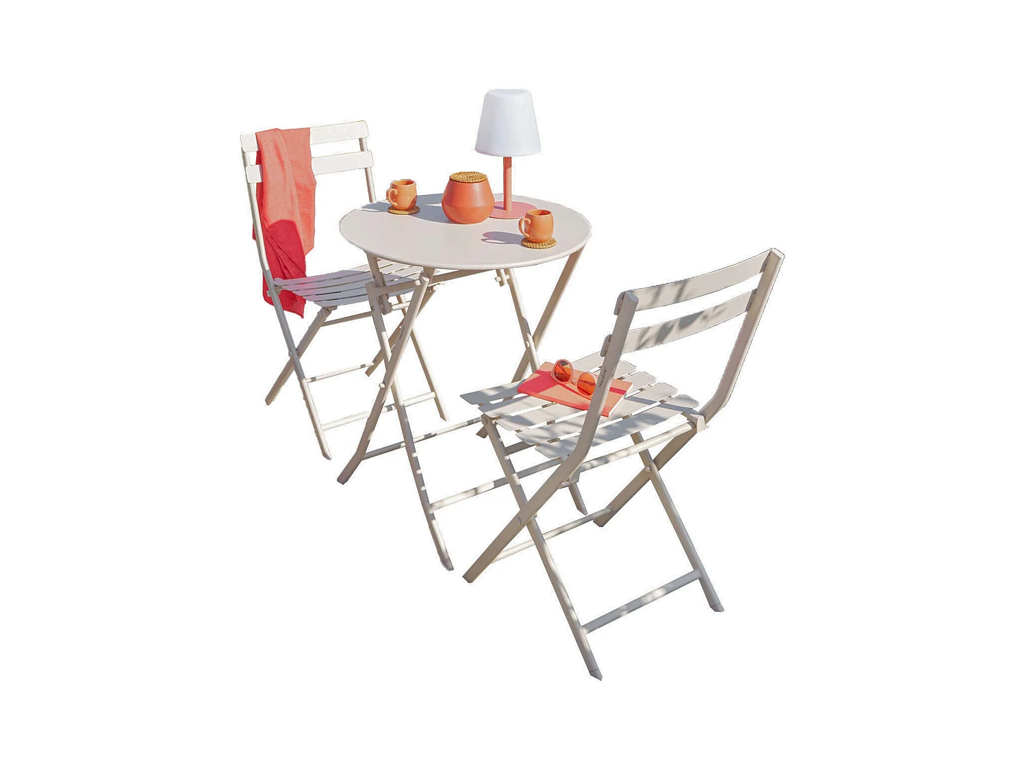 Pack Muebles Terraza Mesa 2 Sillas Plegables Greensboro Arcilla