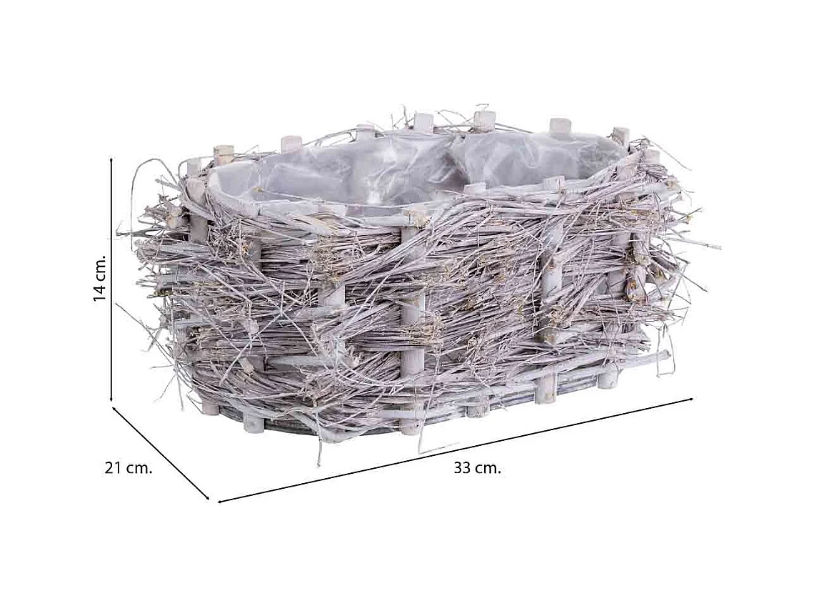 Cesto de vime oval cinza 33x21x14 cm