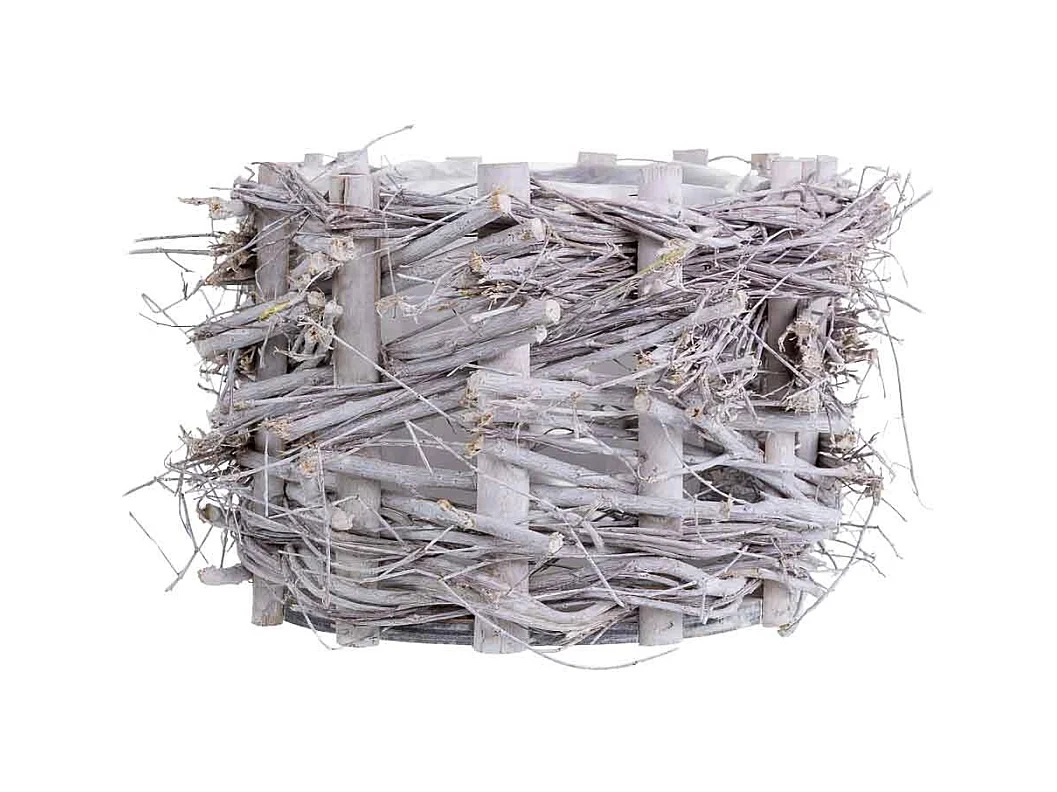 Cesto de vime oval cinza 33x21x14 cm