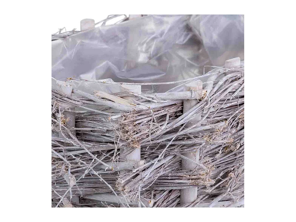 Cesto de vime oval cinza 33x21x14 cm