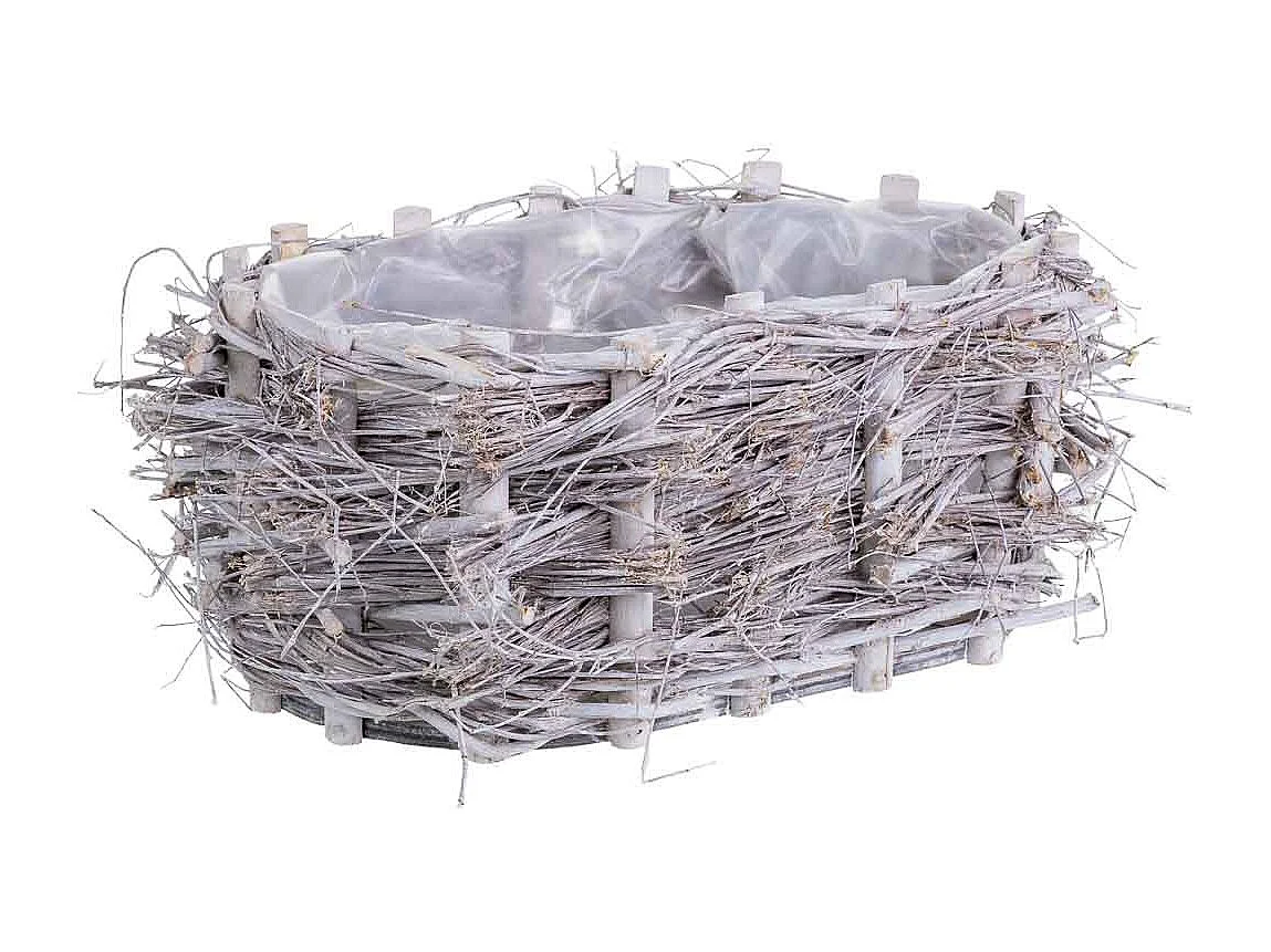 Cesto de mimbre ovalado gris 33x21x14h cm