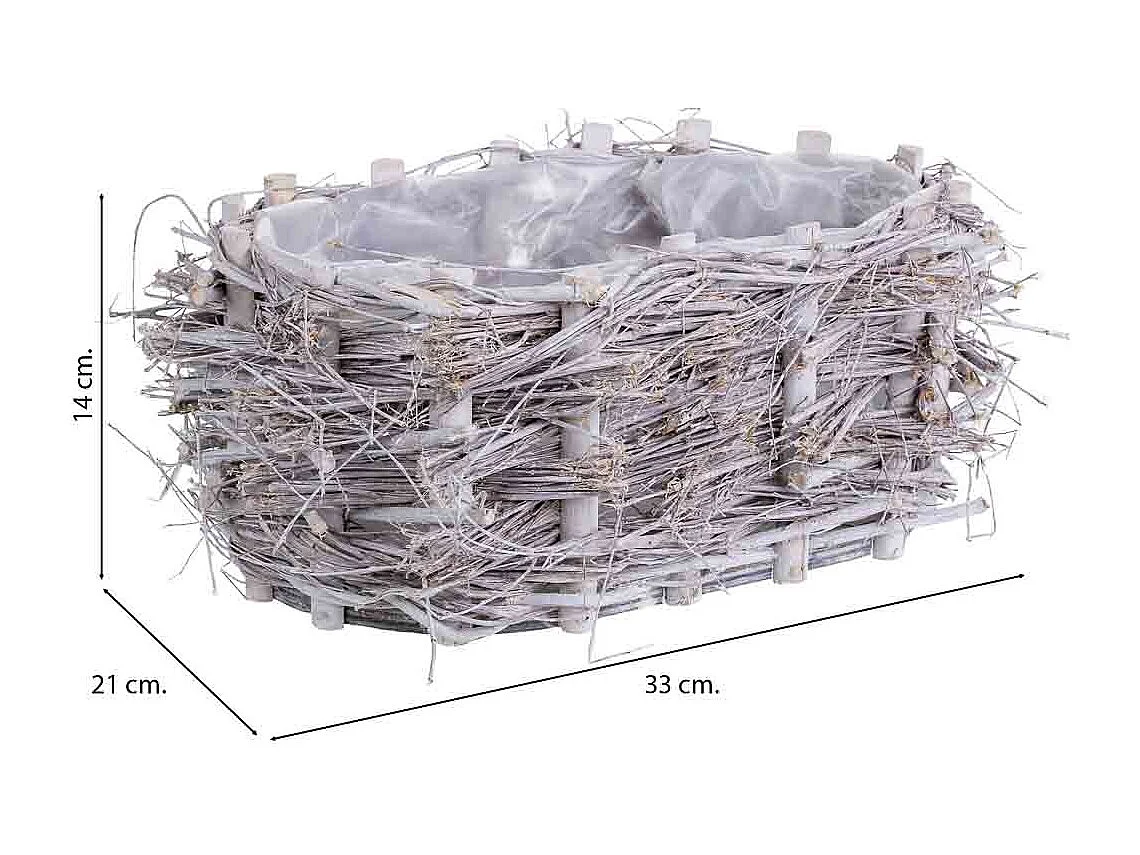 Cesto de mimbre ovalado gris 33x21x14h cm
