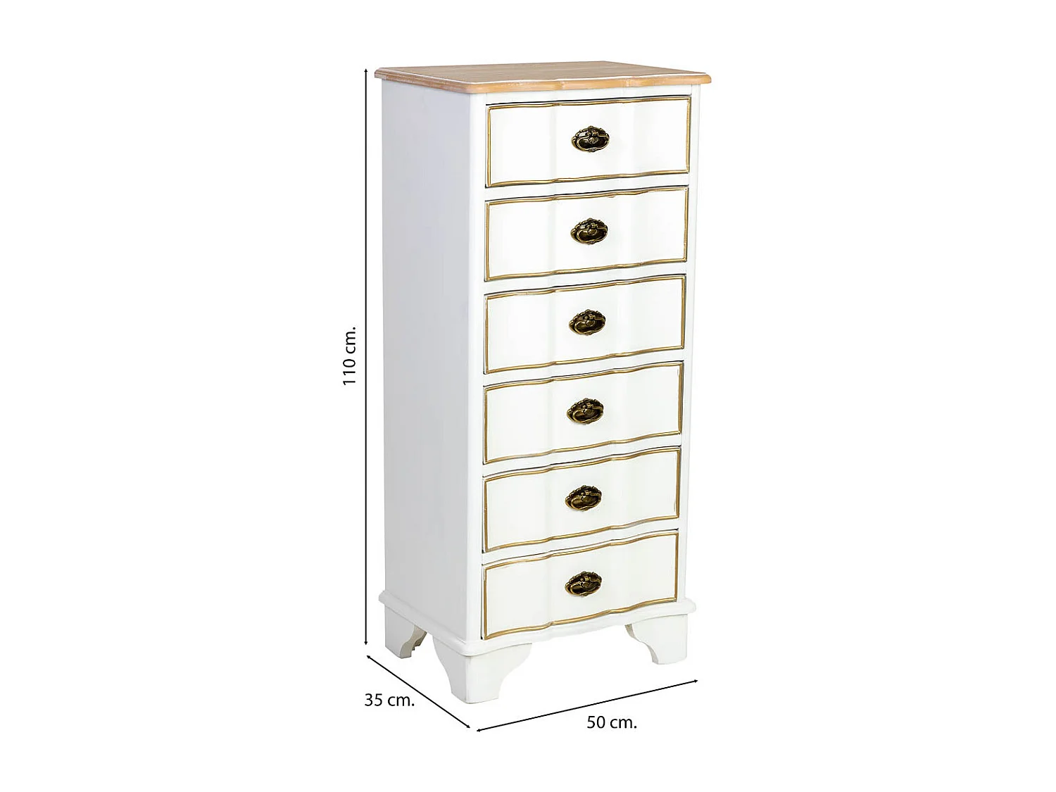 Sinfonier de Madera de 6 cajones 50x35x110h cm