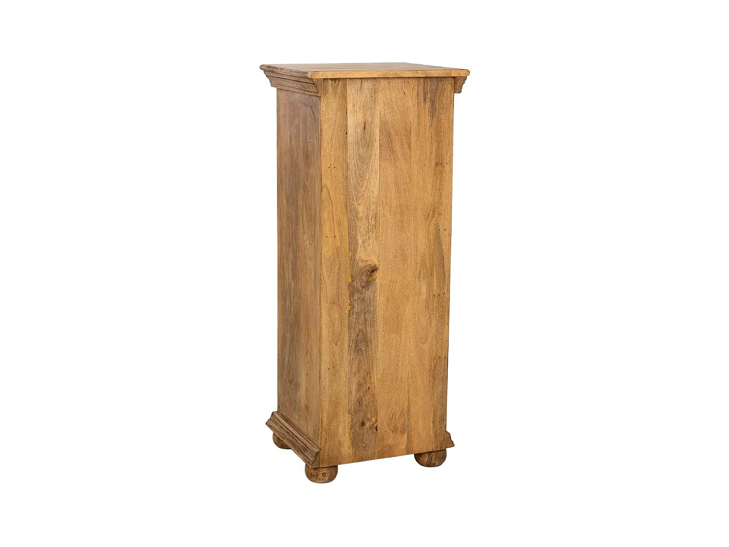 Commode artisanale en bois à 5 tiroirs marron, 45x40x100 cm