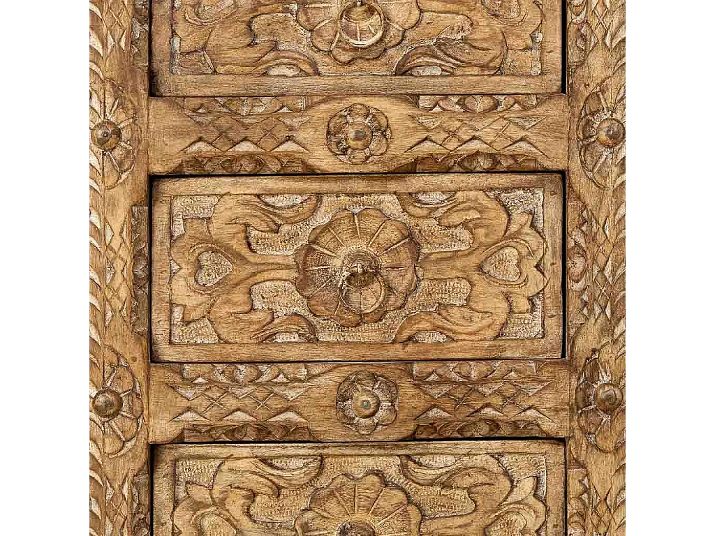 Cómoda em madeira artesanal com 5 gavetas castanho, 45x40x100cm