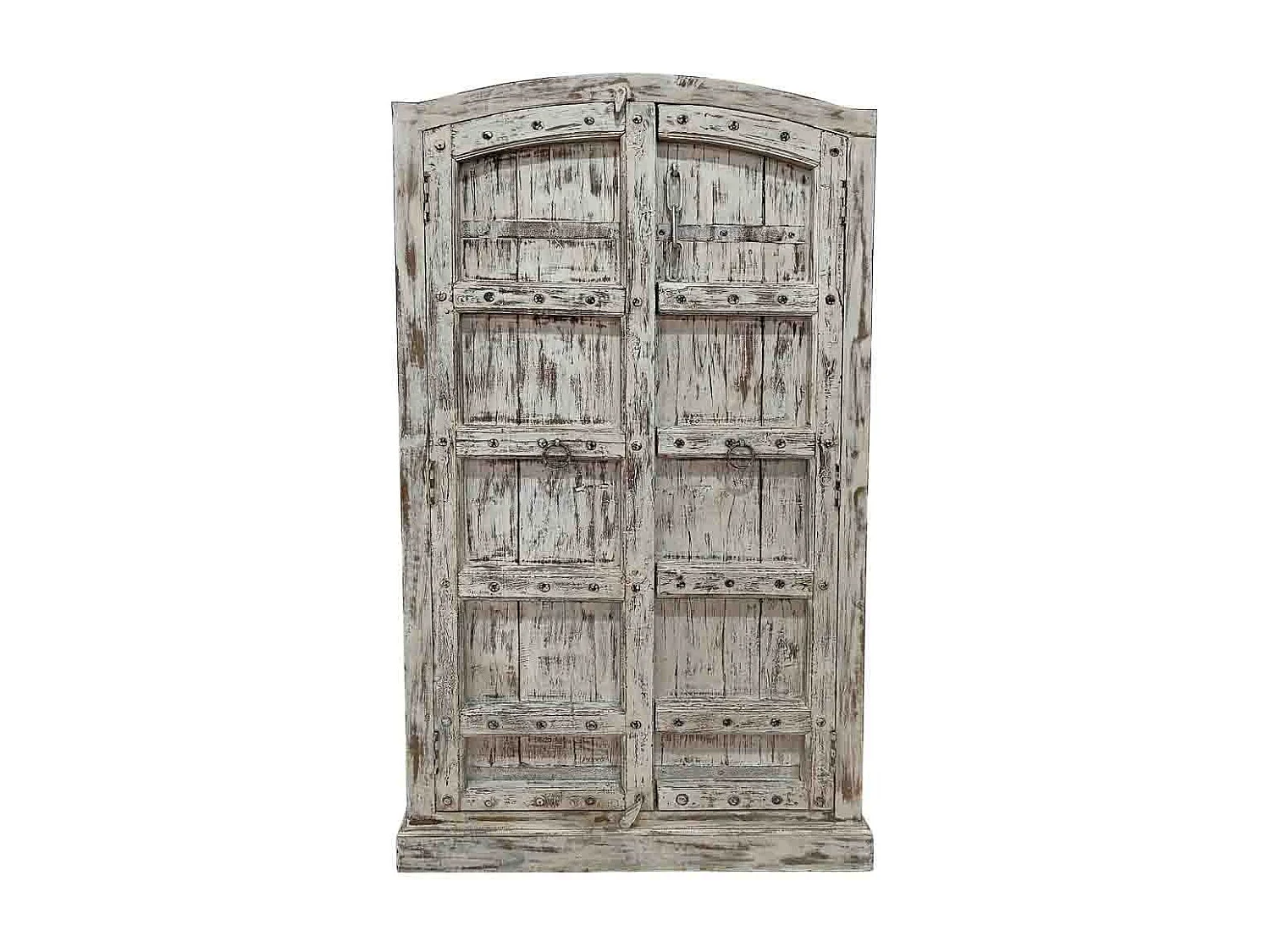 Armoire artisanale en bois gris 107x42x191 cm