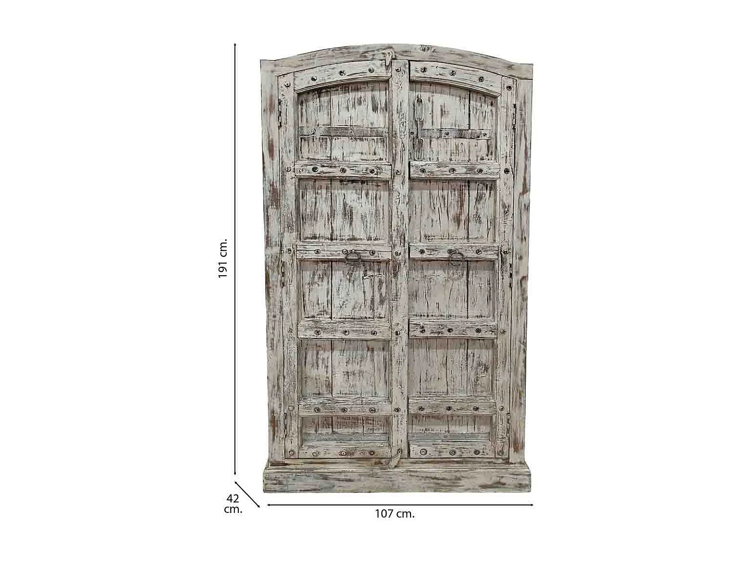 Armoire artisanale en bois gris 107x42x191 cm