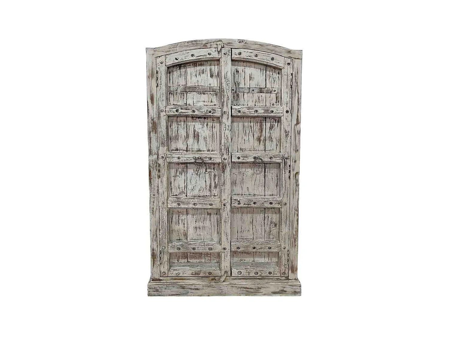 Roupeiro artesanal de madeira cinzenta 107x42x191 cm