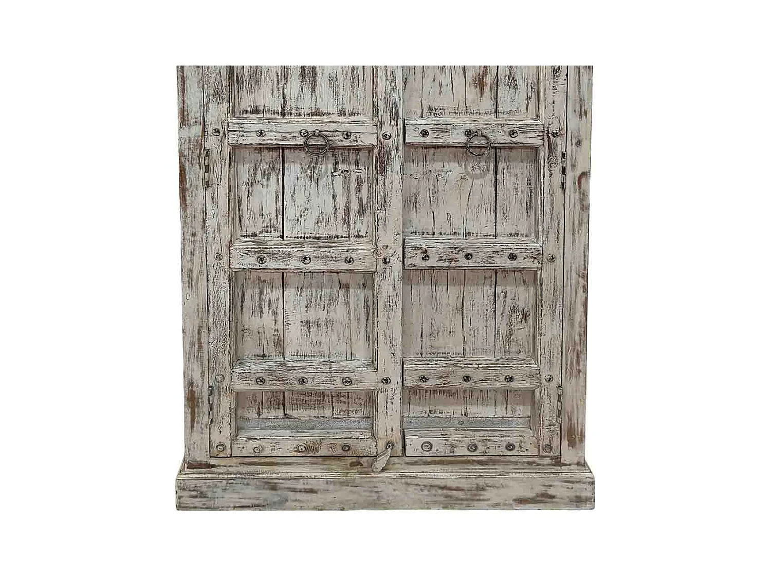 Roupeiro artesanal de madeira cinzenta 107x42x191 cm