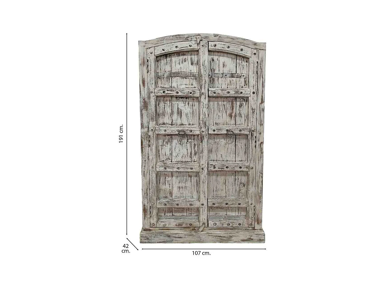 Roupeiro artesanal de madeira cinzenta 107x42x191 cm