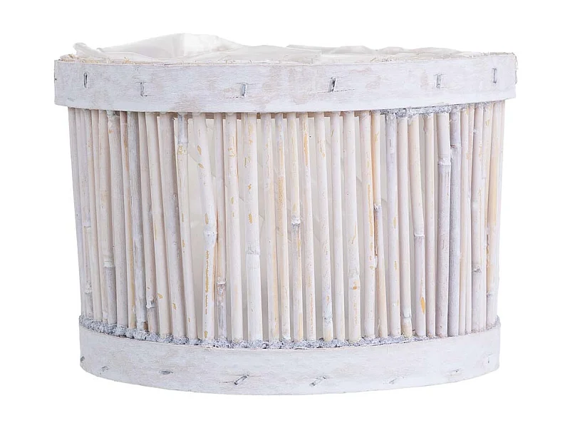 Cesto de bambú redondo blanco 15x15x10h cm