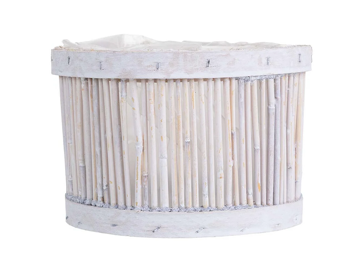 Cesto de bambú redondo blanco 15x15x10h cm