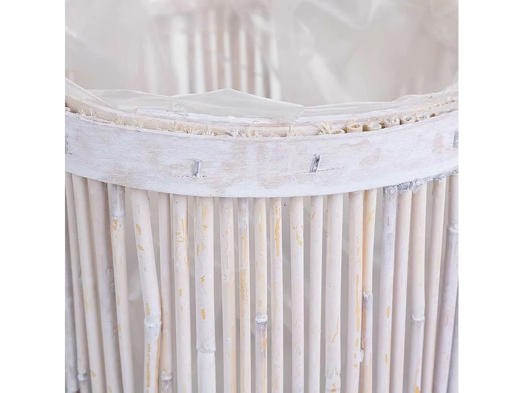 Cesto de bambú redondo blanco 15x15x10h cm