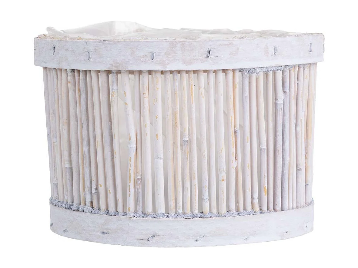 Cesto de bambu redondo branco 15x15x10 cm