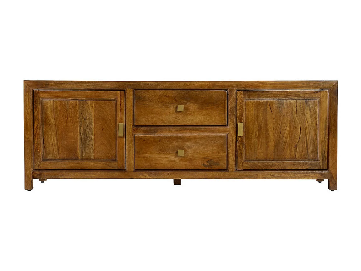 Mueble bajo de madera marrón 2 puertas y 2 cajones 170x40x56h cm