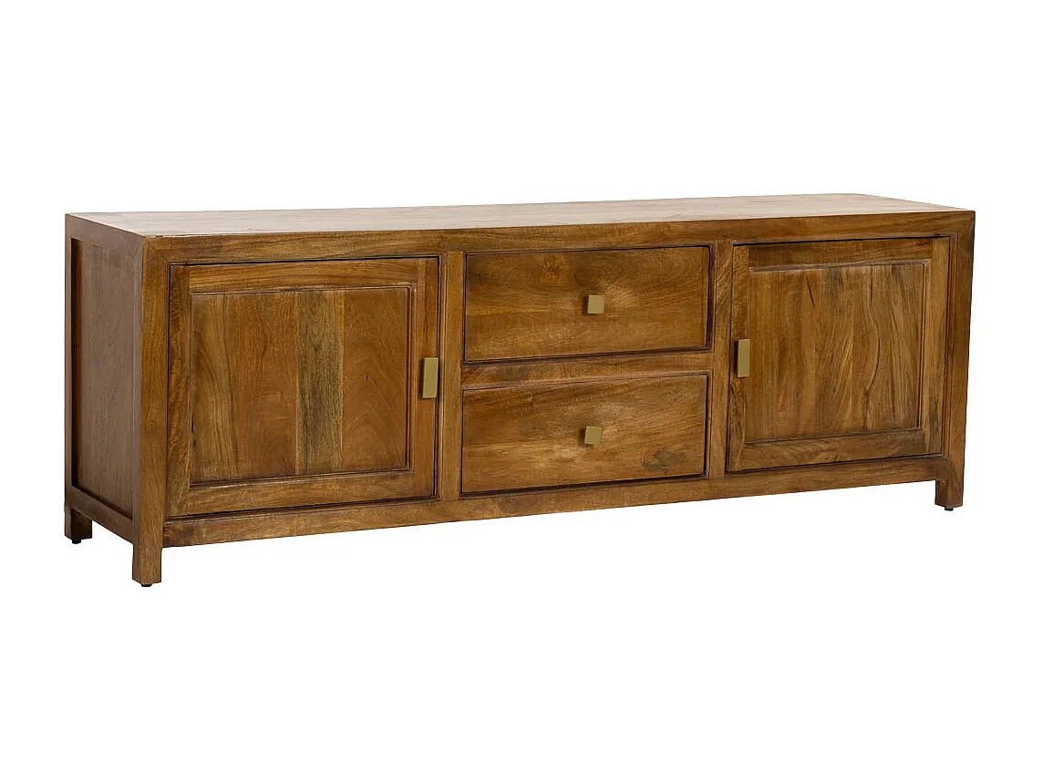 Mueble bajo de madera marrón 2 puertas y 2 cajones 170x40x56h cm