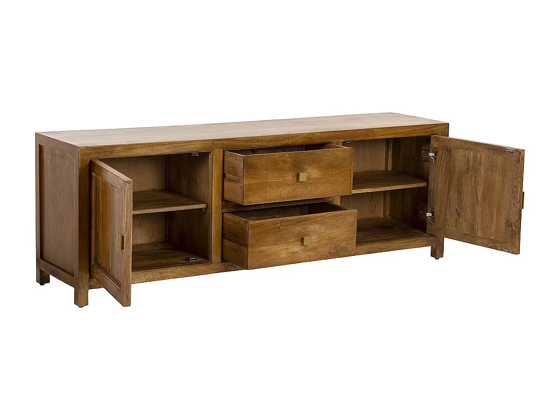 Mueble bajo de madera marrón 2 puertas y 2 cajones 170x40x56h cm