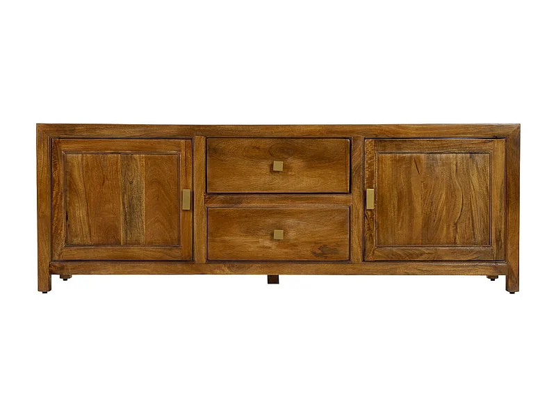 Mueble bajo de madera marrón 2 puertas y 2 cajones 170x40x56h cm
