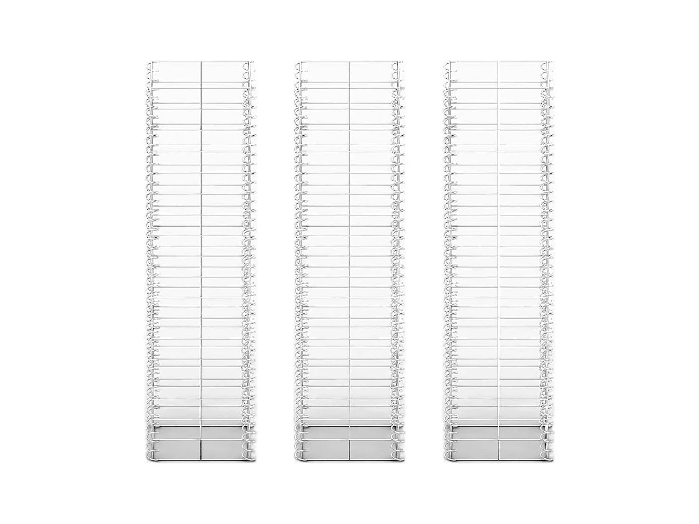 Jeu de panier de gabion 3 pcs Fil galvanisé 25x25x100 cm