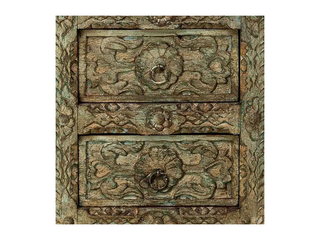 Cómoda em madeira artesanal com 5 gavetas azul, 45x40x100cm