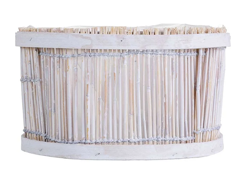 Cesto de bambu redondo branco 22x22x13 cm