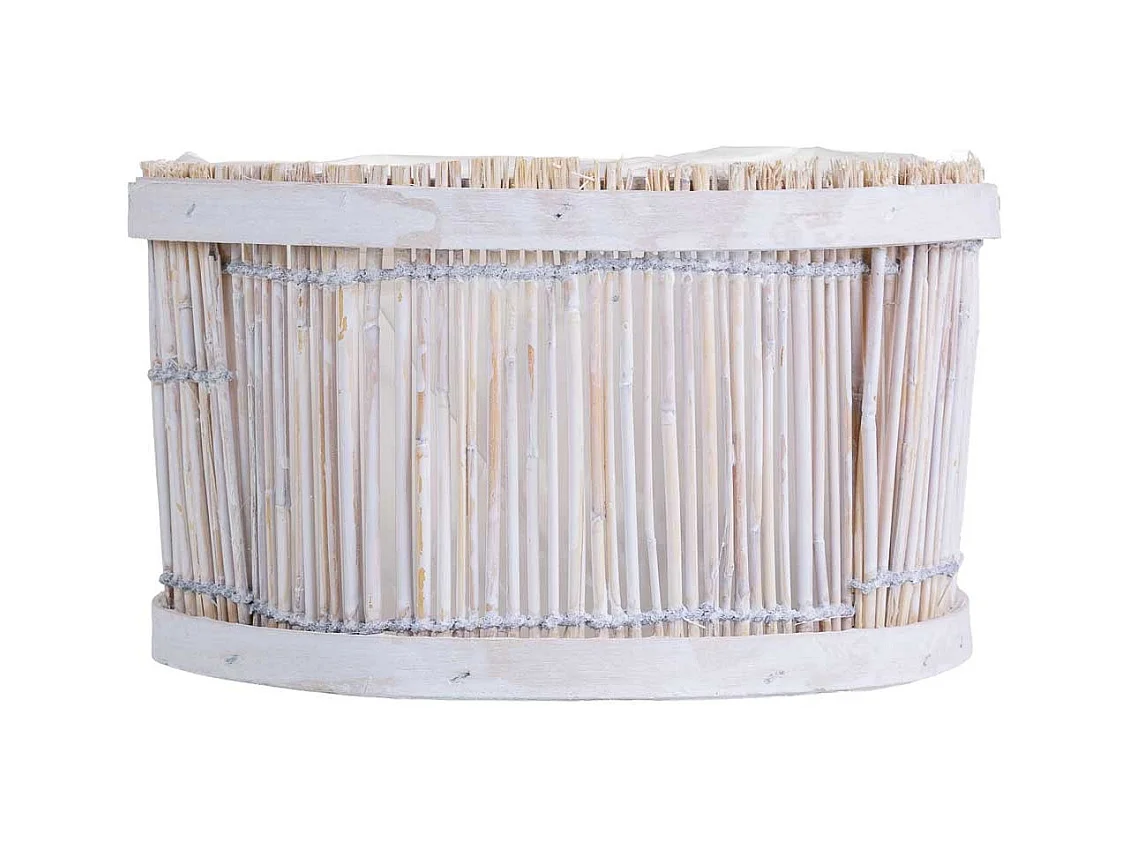 Cesto de bambú redondo blanco 22x22x13h cm