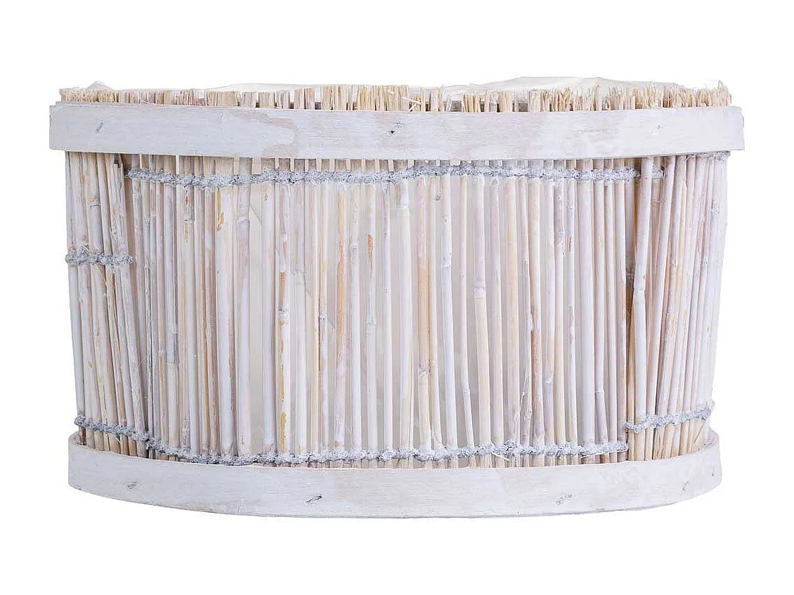 Cesto de bambu redondo branco 22x22x13 cm
