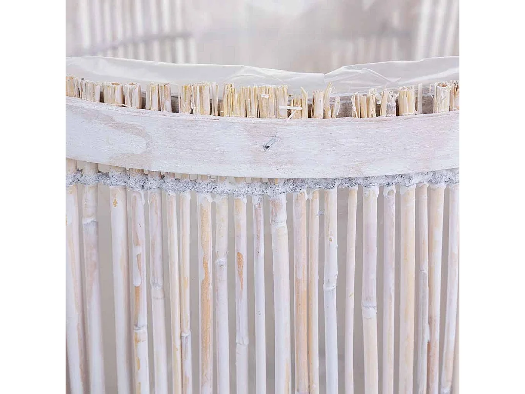 Cesto de bambu redondo branco 22x22x13 cm