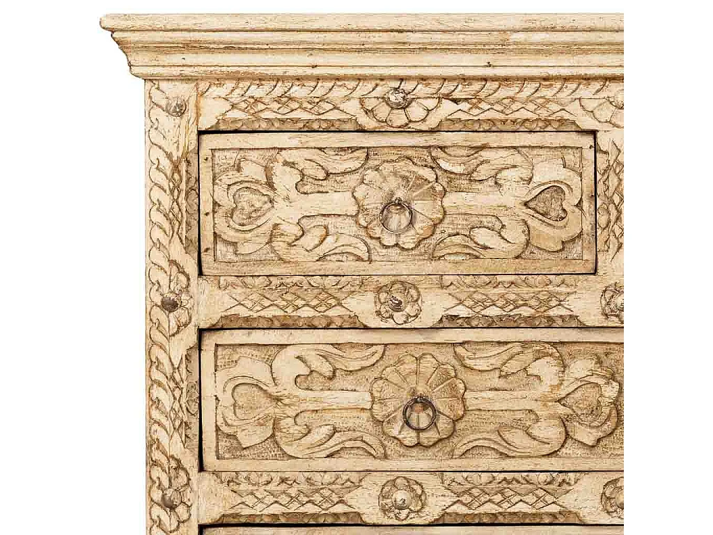 Commode artisanale en bois avec tiroirs beiges, 100x43x95 cm