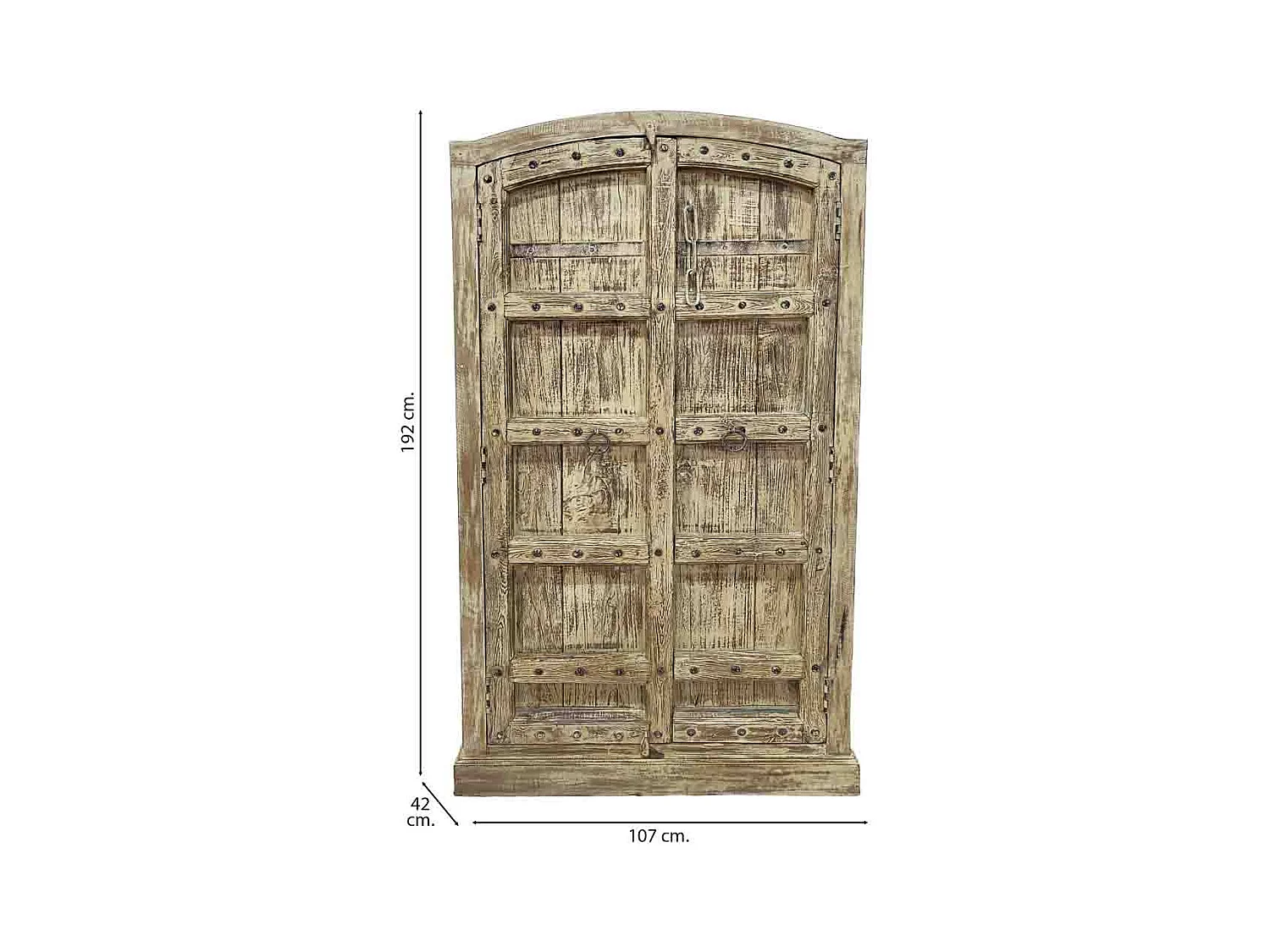 Armoire en bois artisanale marron 107x42x192 (h)
