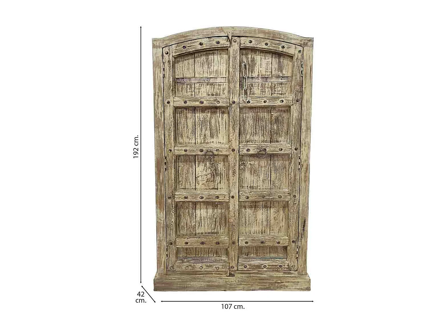 Roupeiro castanho de madeira artesanal 107x42x192 cm de altura