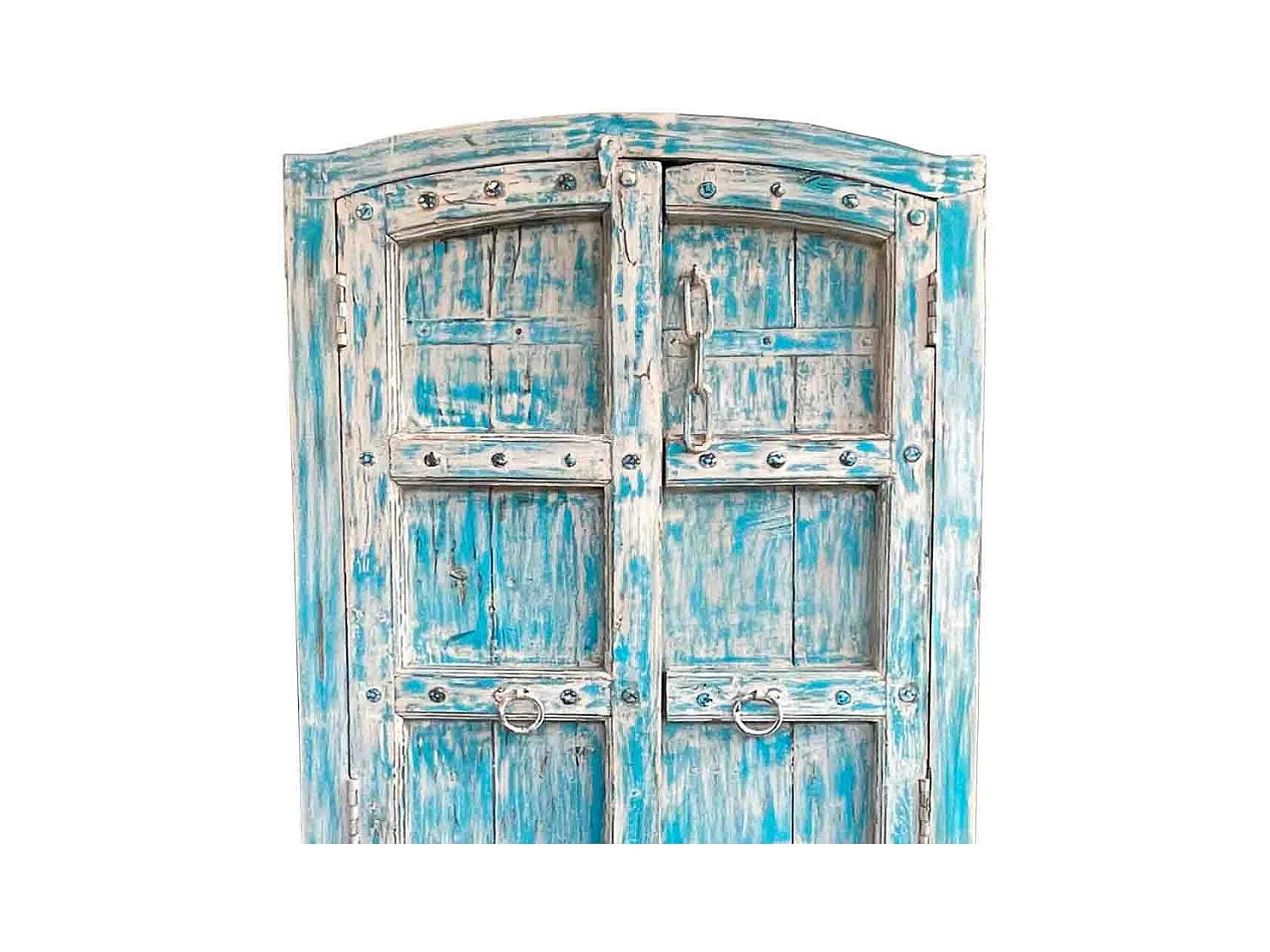 Armoire en bois artisanale bleue 93x42x206 (h)