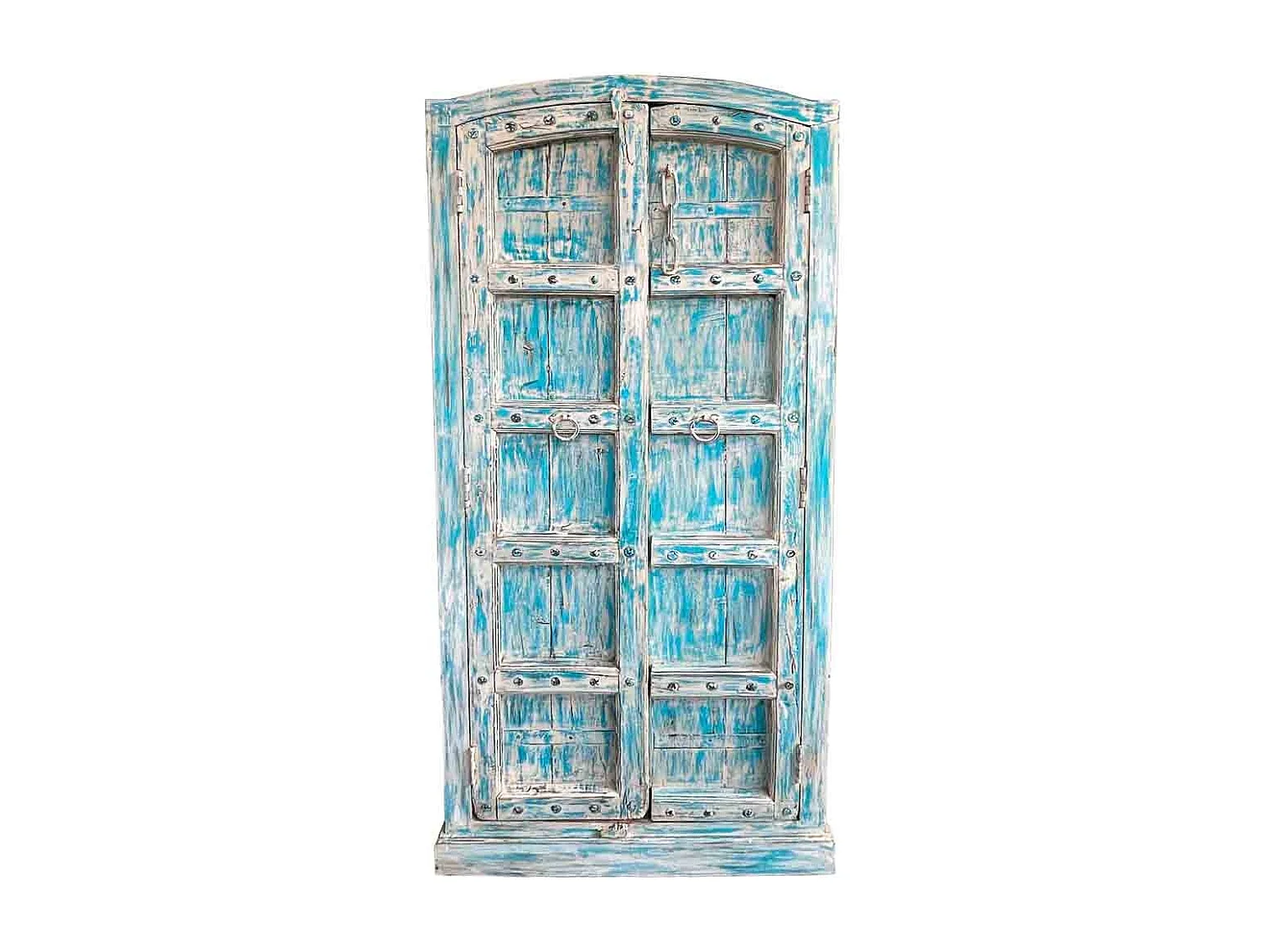 Roupeiro azul de madeira artesanal 93x42x206 cm de altura