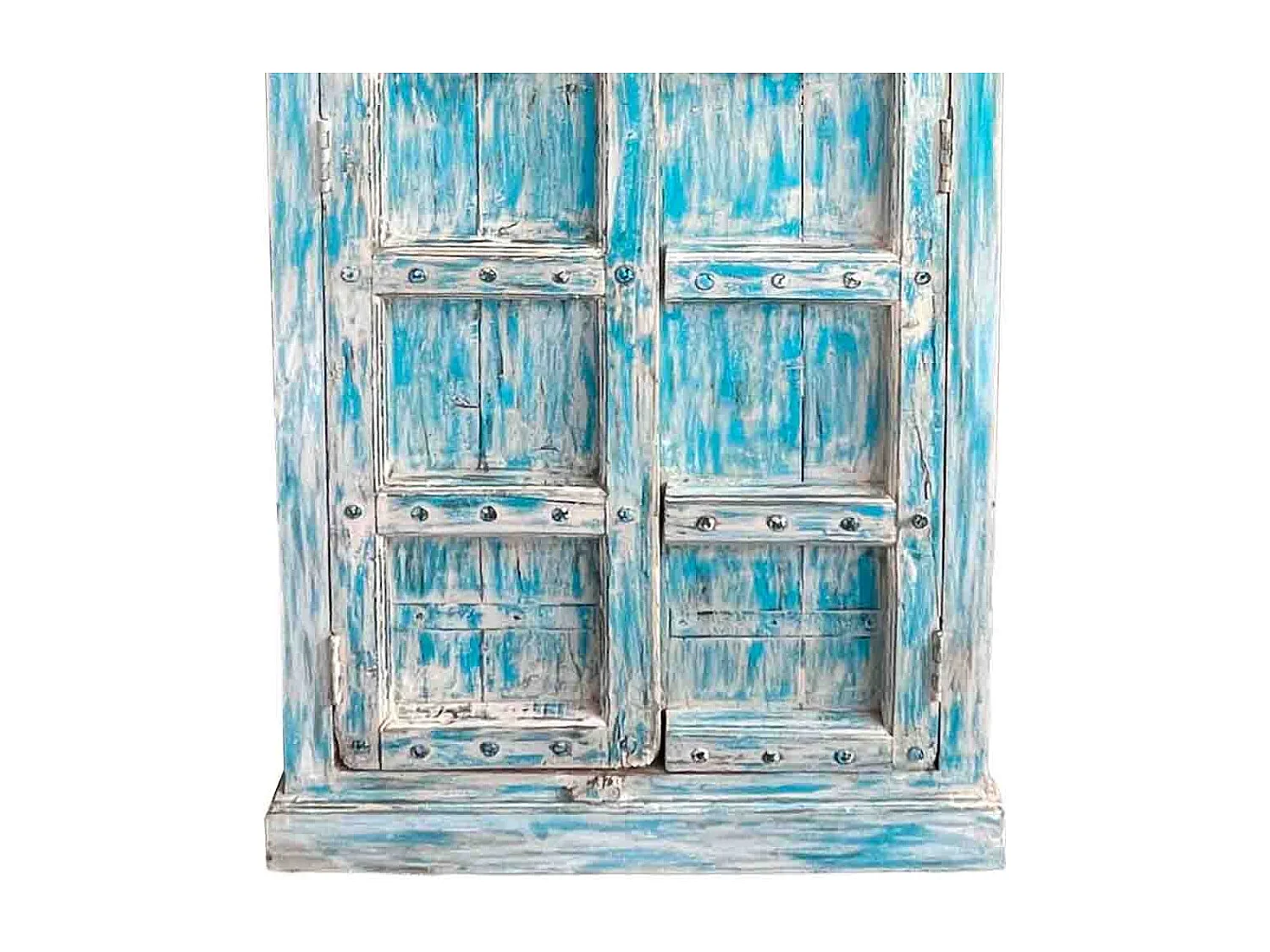 Roupeiro azul de madeira artesanal 93x42x206 cm de altura