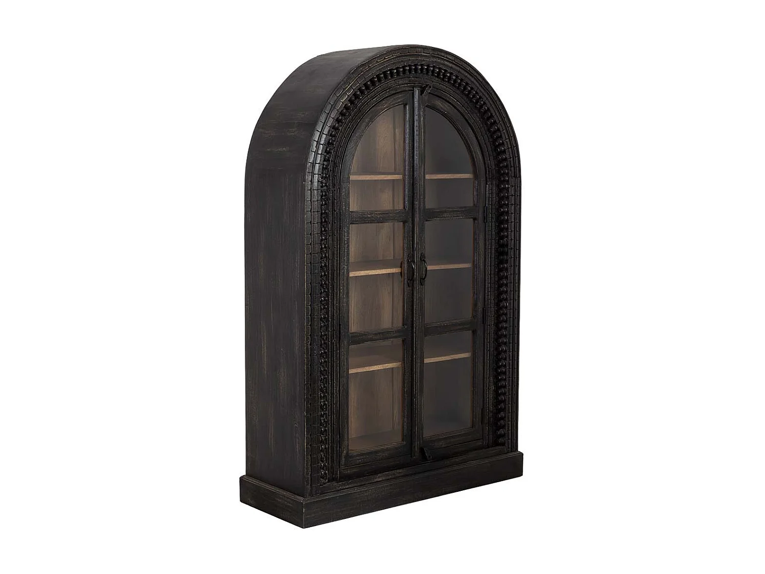 Vitrine de madeira artesanal preta 112x41x181 cm