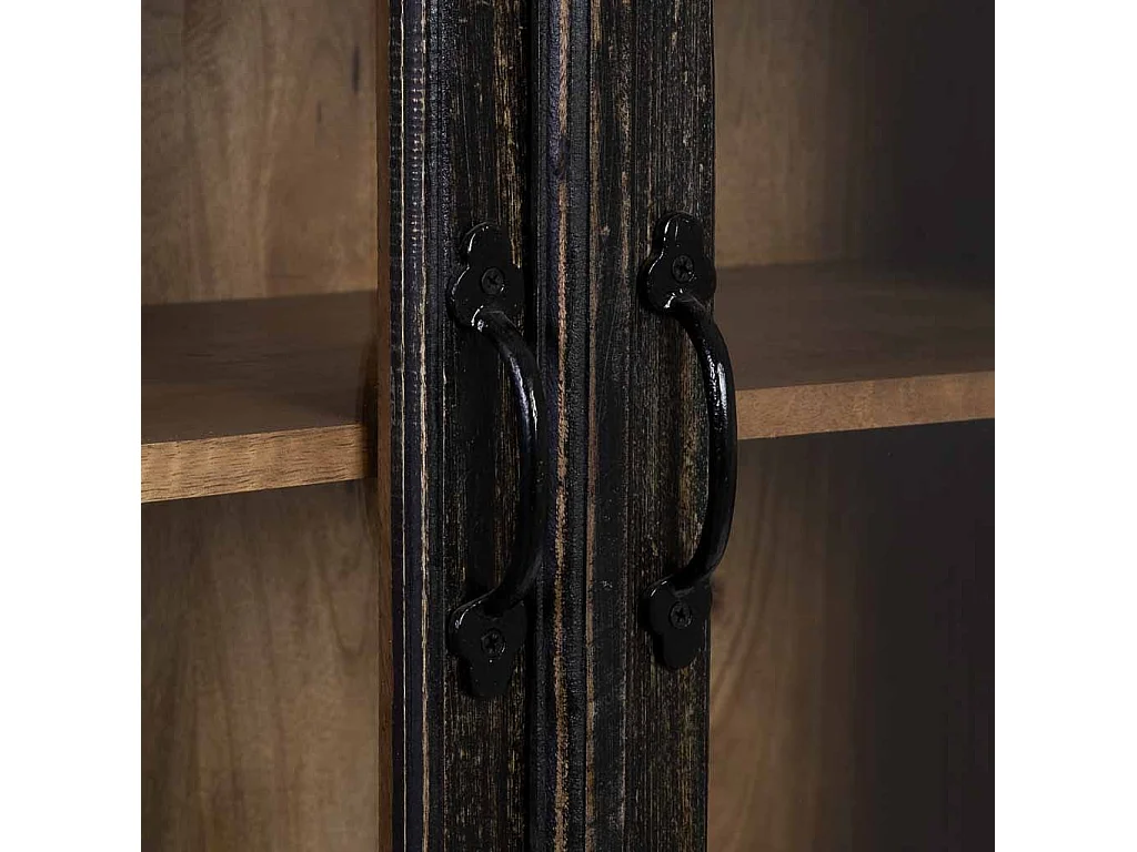 Vitrine de madeira artesanal preta 112x41x181 cm