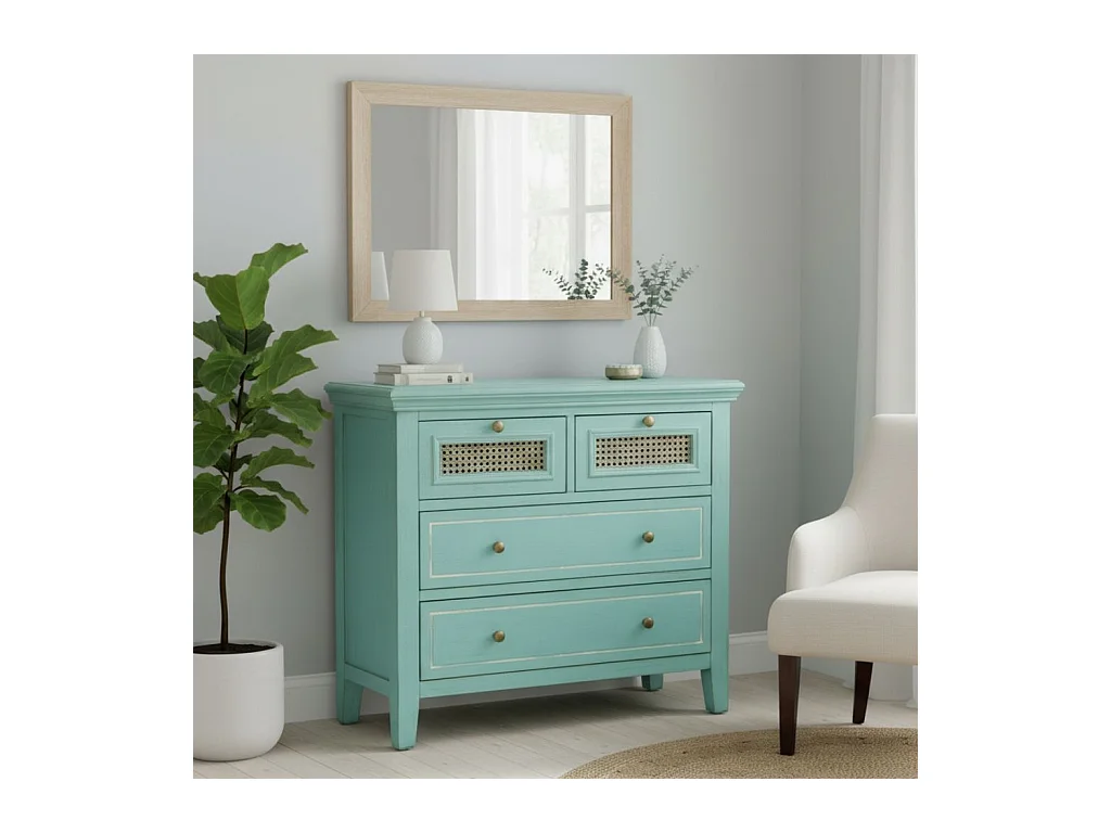 Commode 4 tiroirs en bois 85x36x75 cm