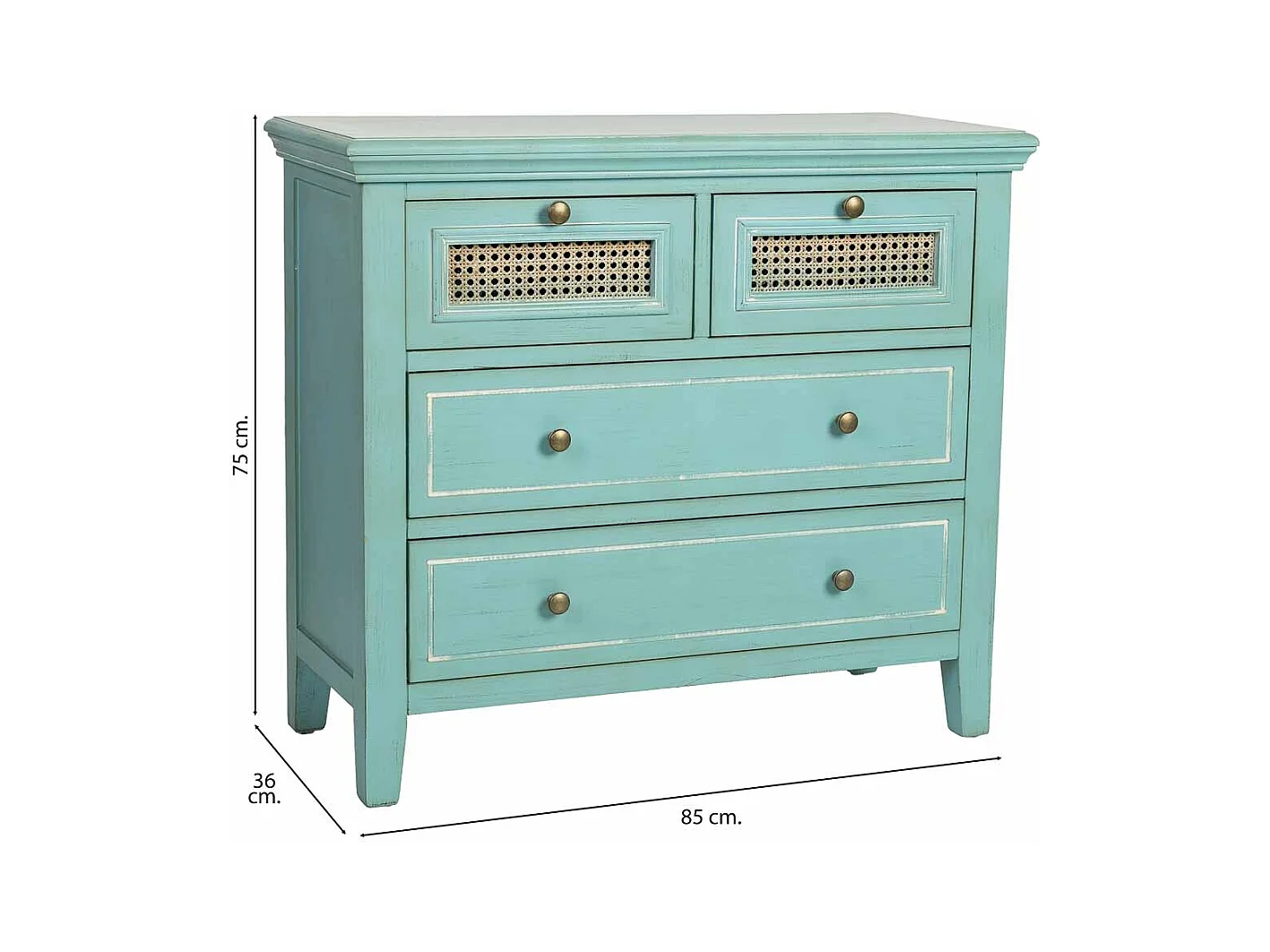 Commode 4 tiroirs en bois 85x36x75 cm