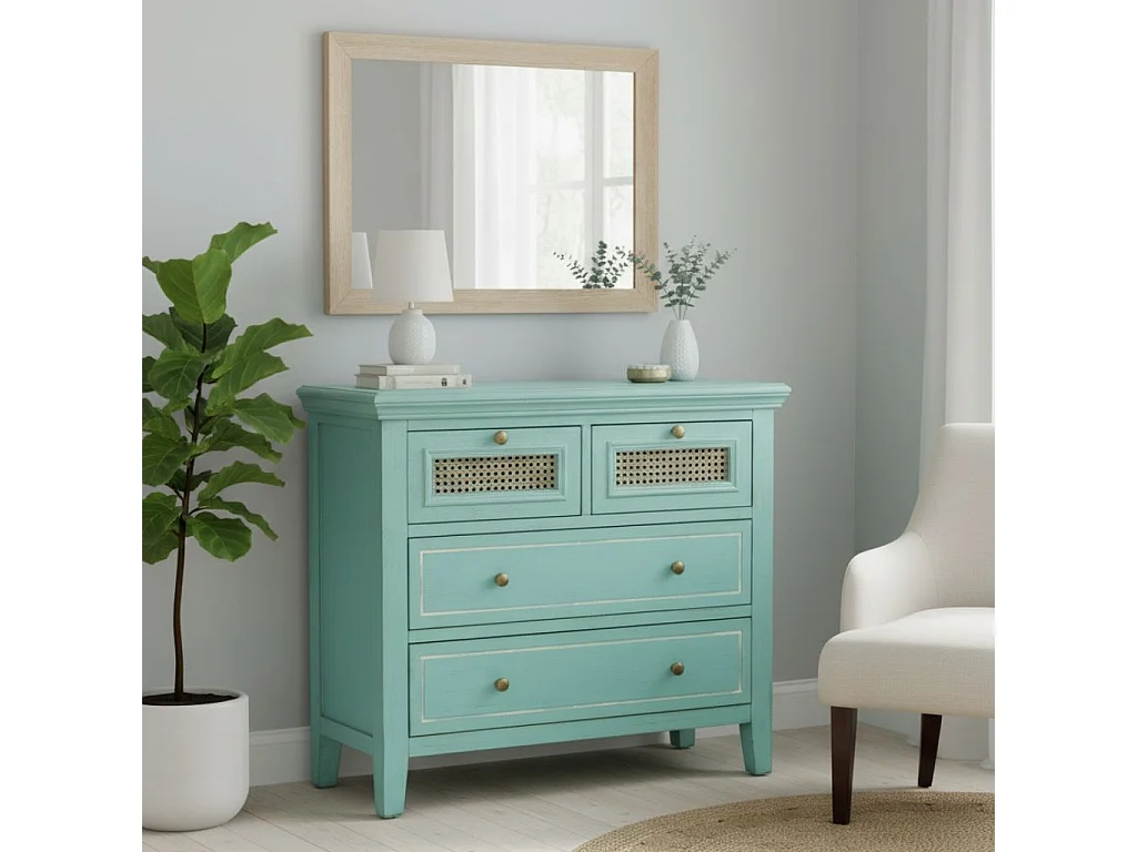 Cómoda de Madera de 4 cajones 85x36x75h cm