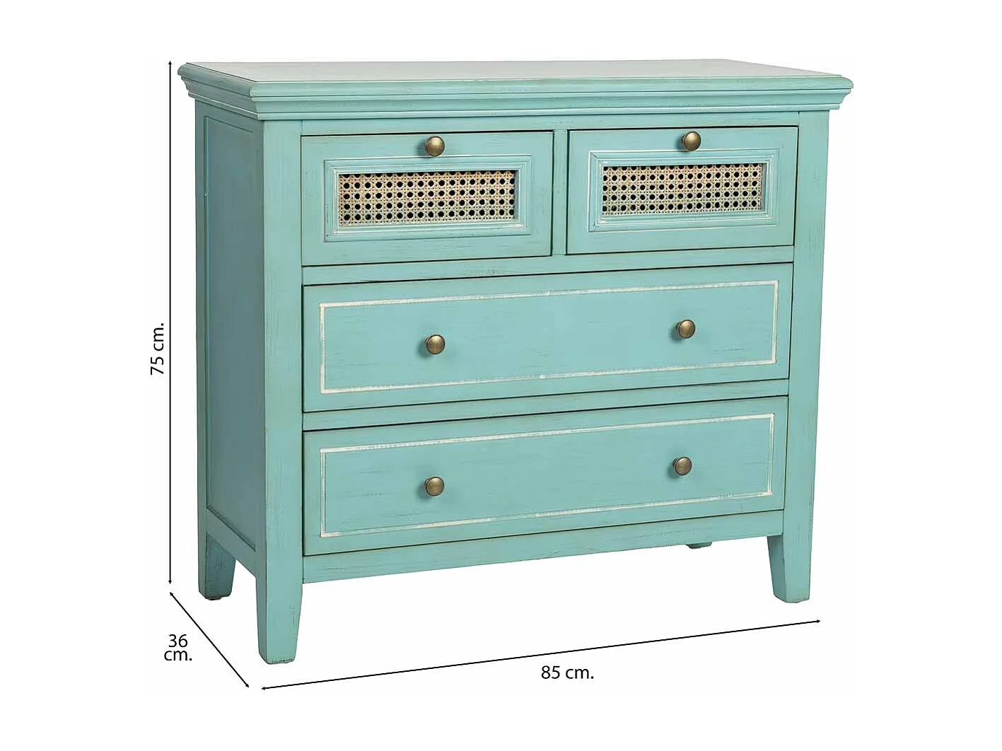 Cómoda de Madera de 4 cajones 85x36x75h cm