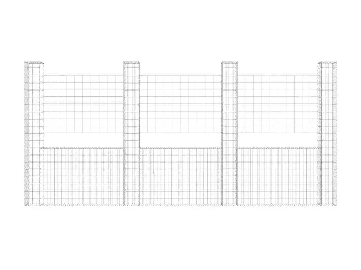 Mur en gabion-Panier de gabion en forme de U avec 4 poteaux Fer 380x20x200 cm