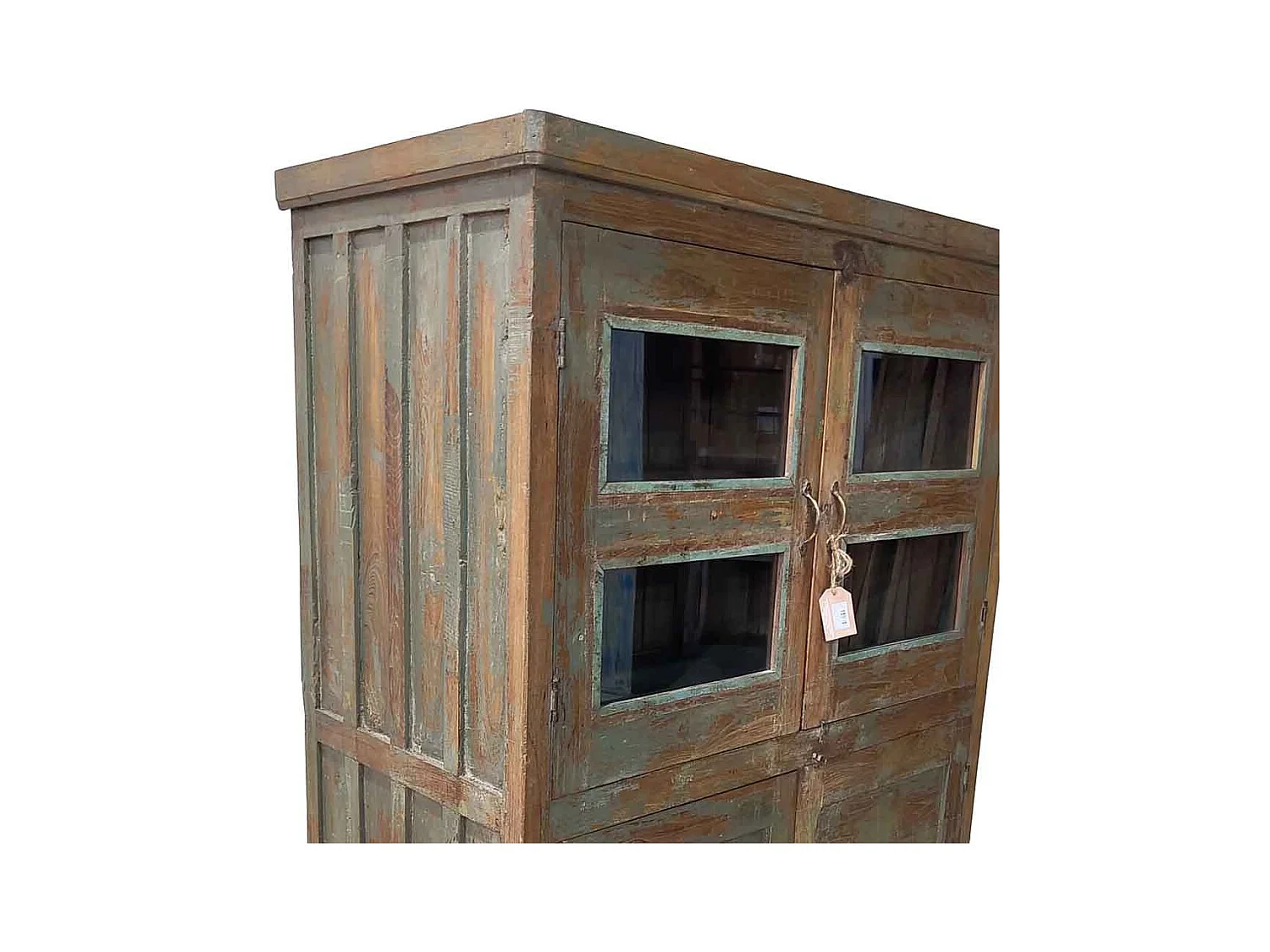 Vitrina de madera acabado artesanal marrón 102x56x155h cm