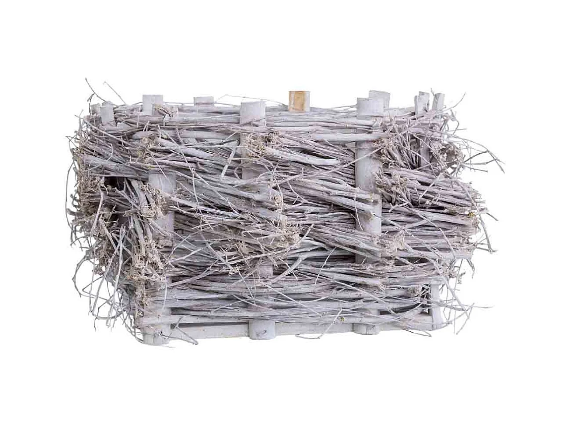 Cesto de vime quadrado cinza 21x21x13 cm