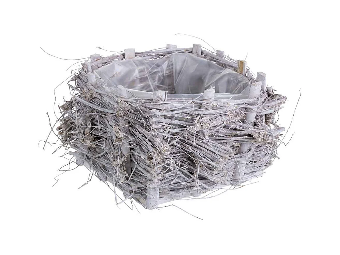 Cesto de vime quadrado cinza 21x21x13 cm