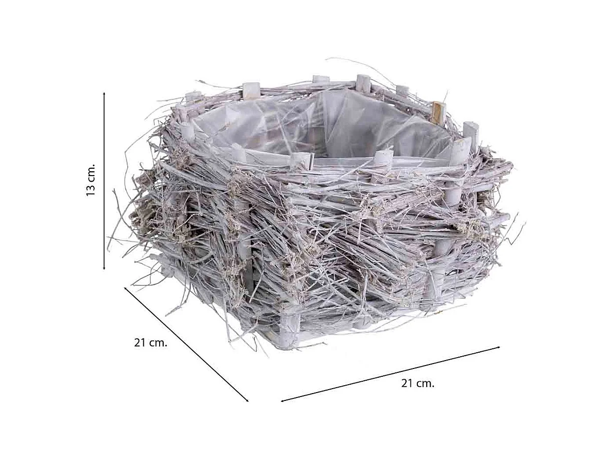 Cesto de vime quadrado cinza 21x21x13 cm