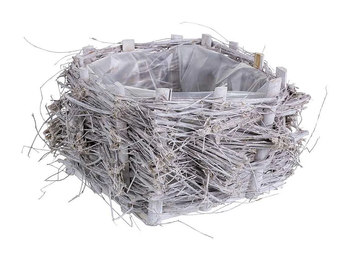 Cesto de mimbre cuadrado gris 21x21x13h cm