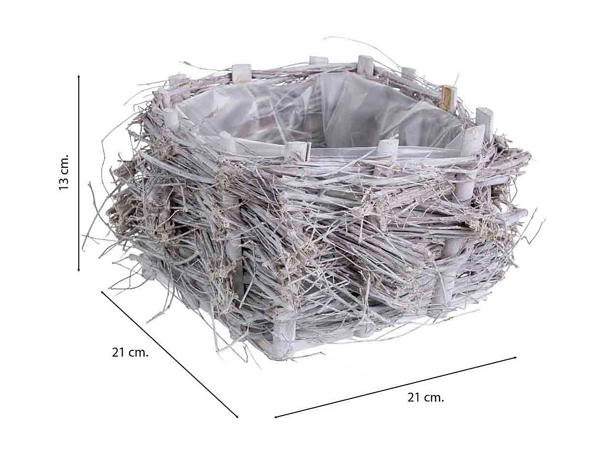 Cesto de mimbre cuadrado gris 21x21x13h cm