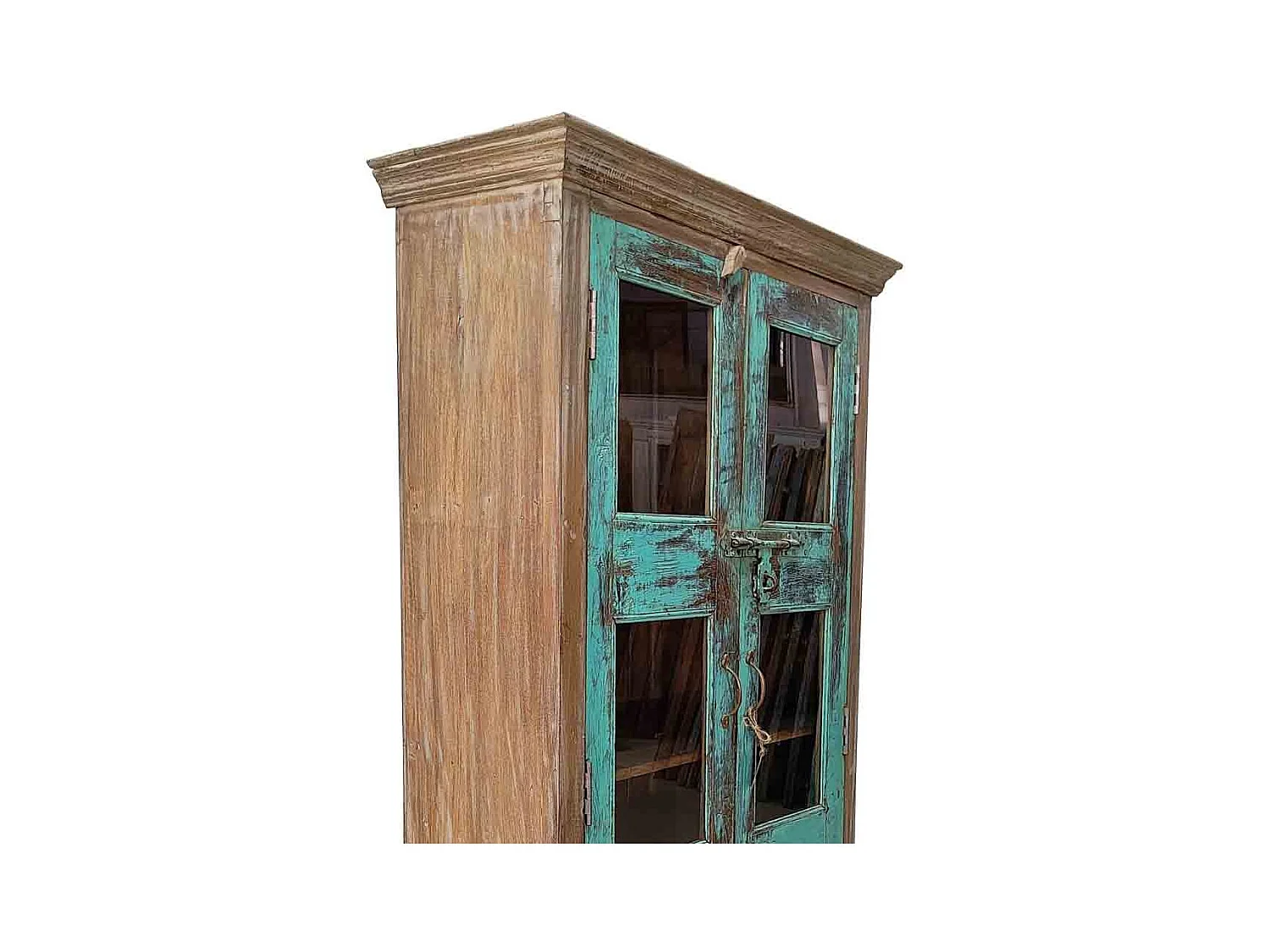 Vitrine em madeira castanha, 98x39x200 cm