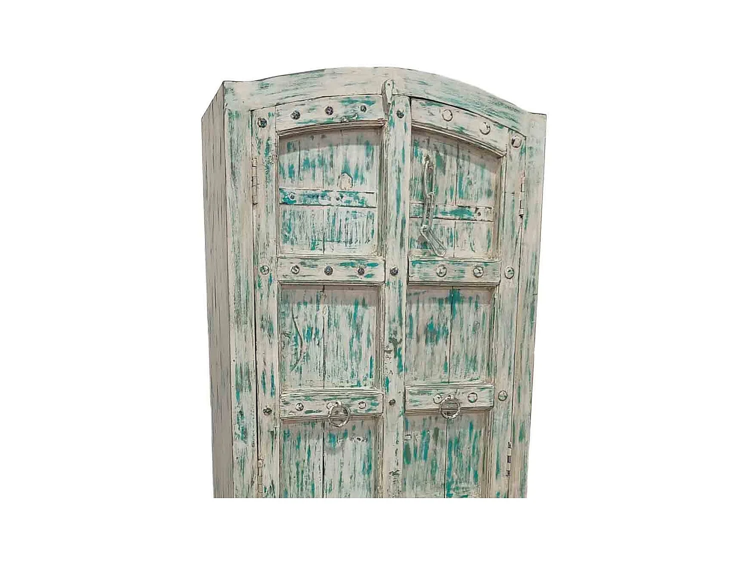 Armoire en bois artisanale bleue 93x42x207 (h)