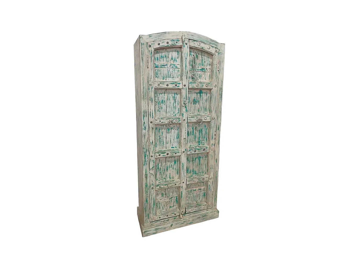 Armoire en bois artisanale bleue 93x42x207 (h)